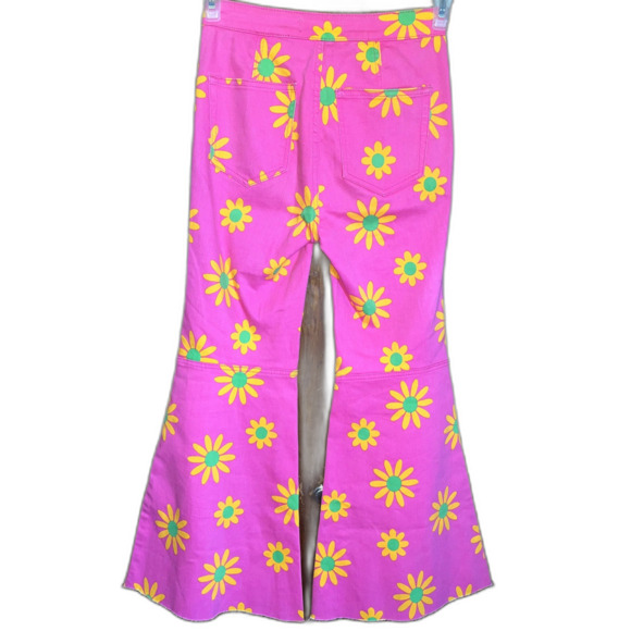 We the Free Flare Jeans Pink Floral Retro Festival Concert Denim Flower 25 - Picture 3 of 12